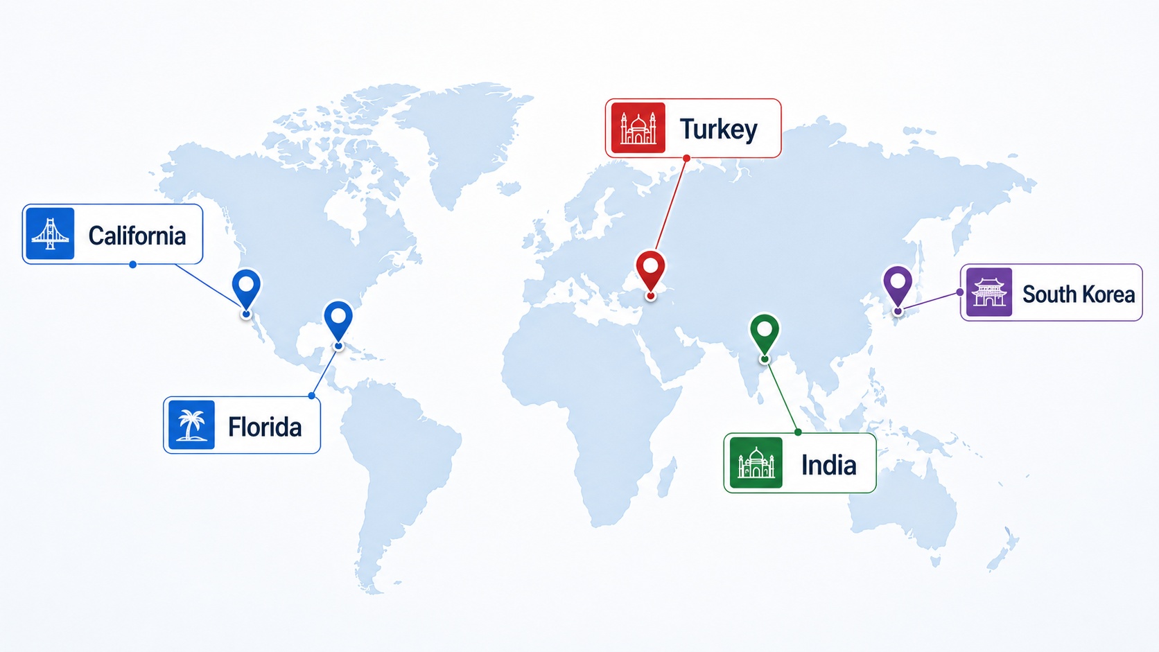 global-location-map-california-florida-turkey-south-korea-india